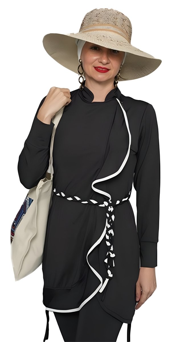 3 - in - 1 Black Belted Burkini - Bare Essentials