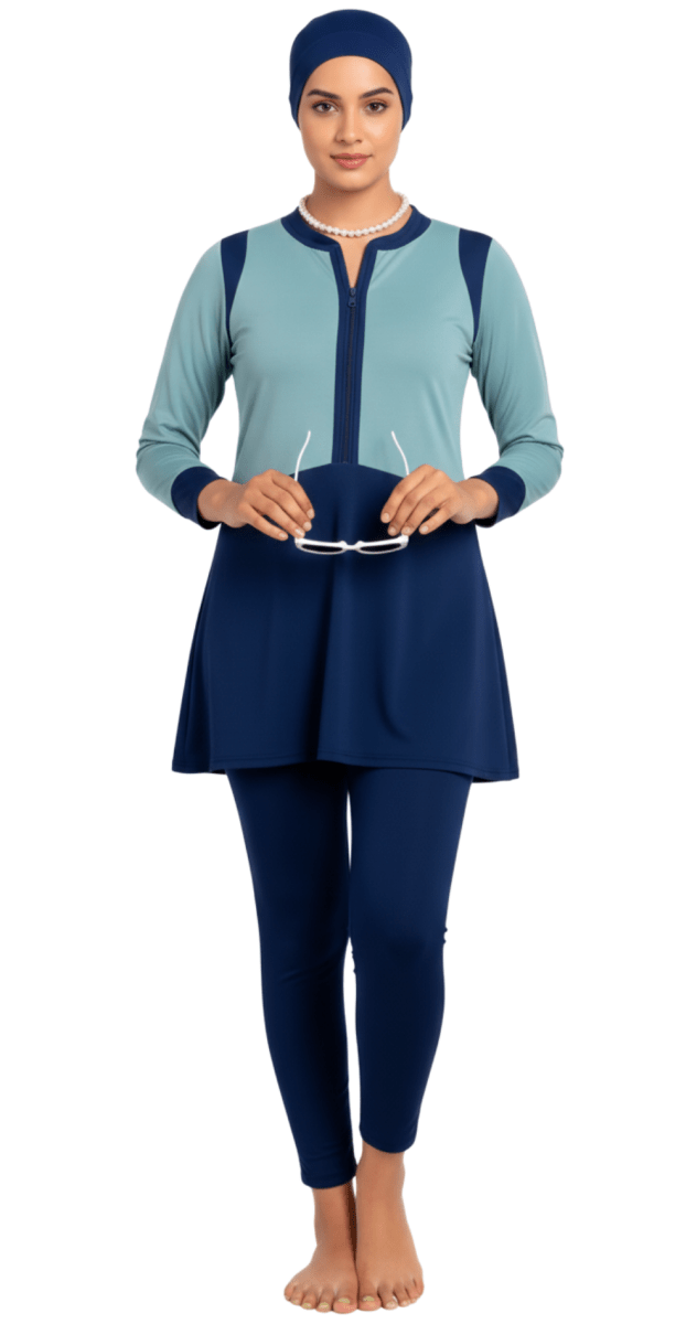 3 in 1 Blue Two - Tone Burkini Set - Bare Essentials