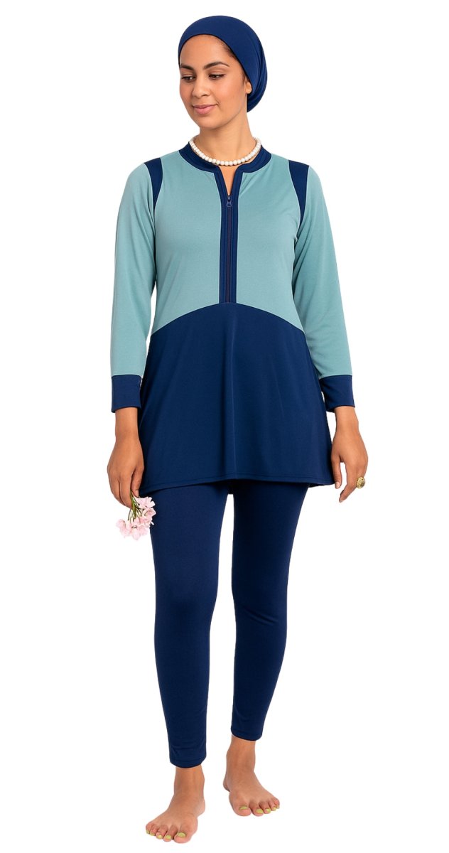 3 in 1 Blue Two - Tone Burkini Set - Bare Essentials