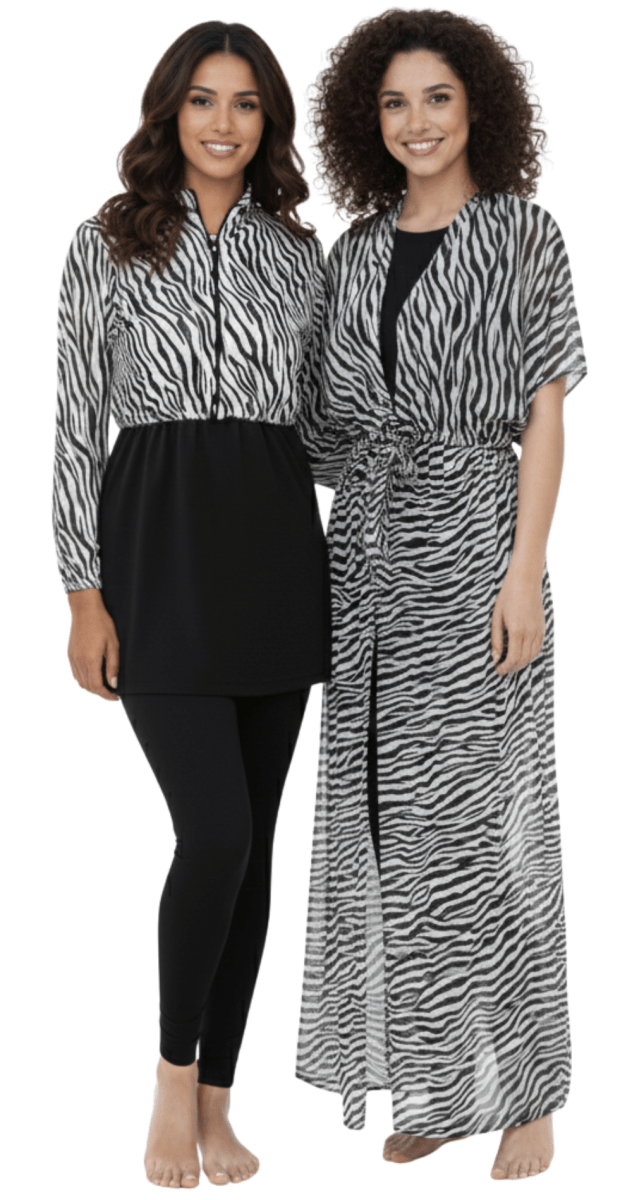 7 - Piece Zebra Print Burkini Set - Bare Essentials