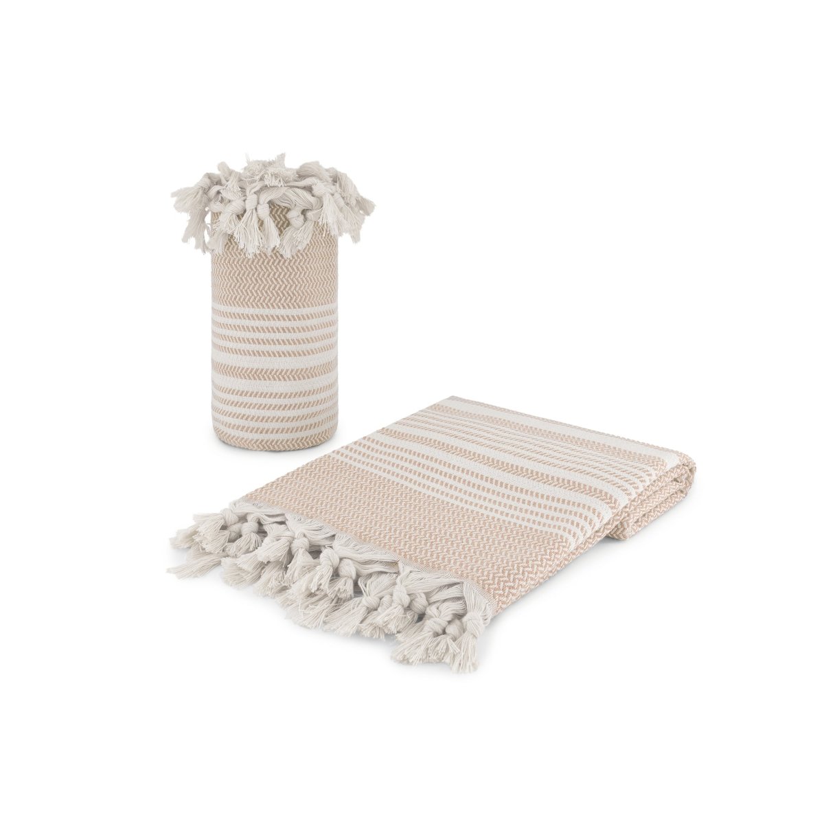 Alba Beige Organic Turkish Beach Towel - Bare Essentials