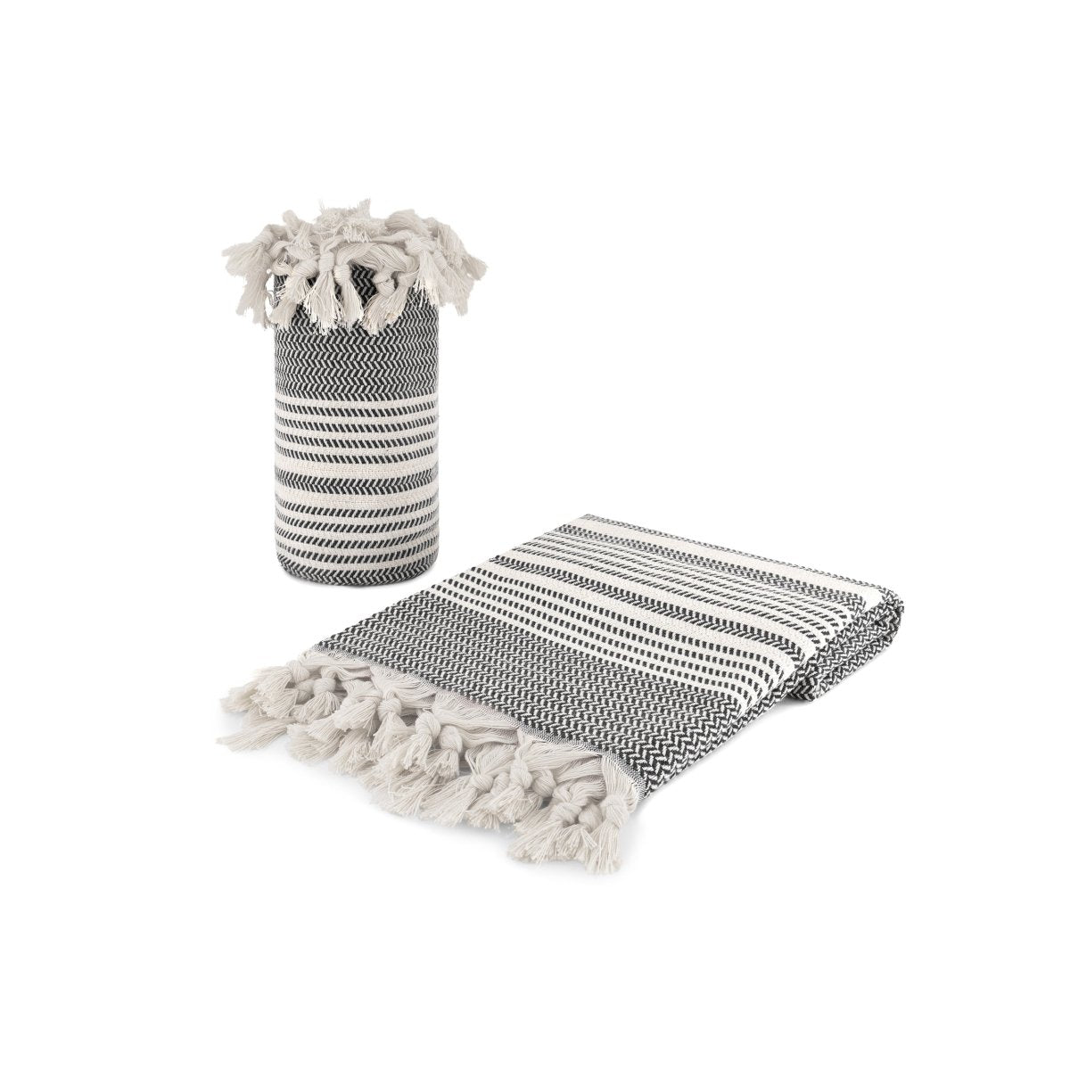 Alba Black Organic Turkish Beach Towel - Bare Essentials