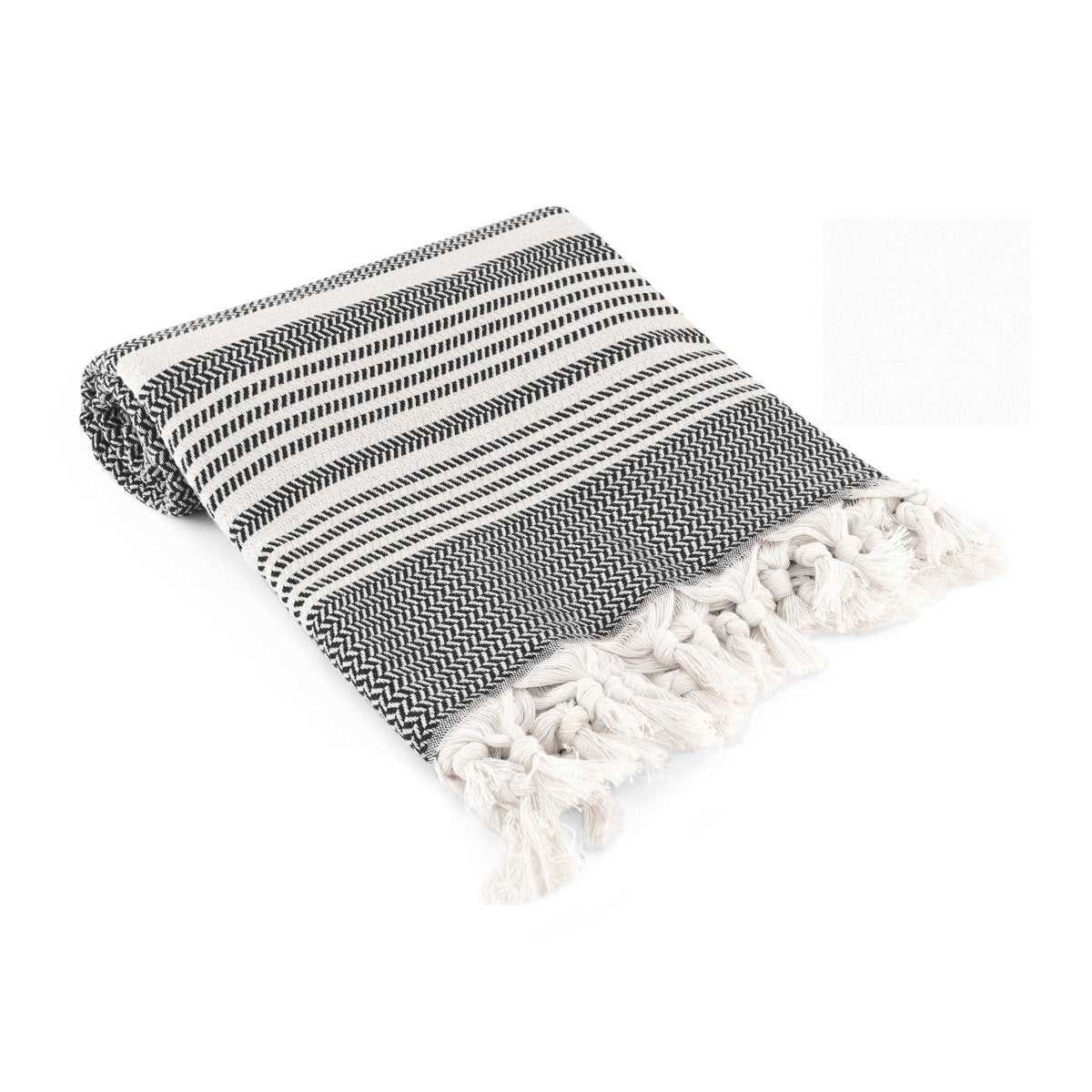Alba Black Organic Turkish Beach Towel - Bare Essentials