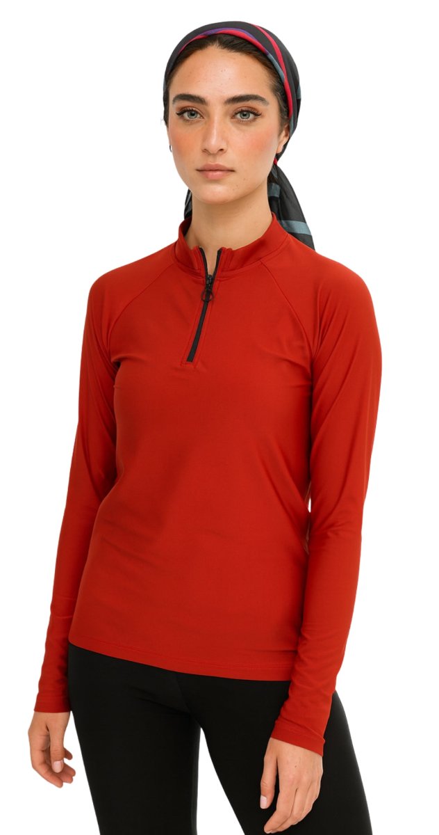 Brick zip front rashguard hotel pool swimwear Dubai UAE