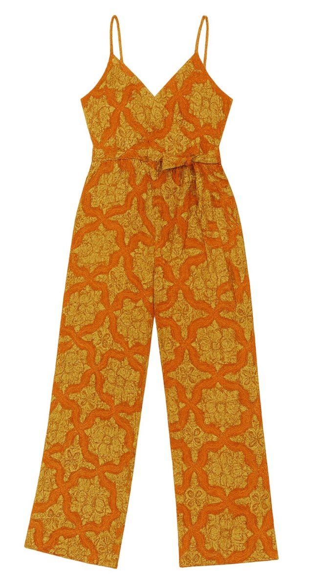 Brown Printed Wide - Leg Jumpsuit – Sleeveless Resort Wear - Bare Essentials