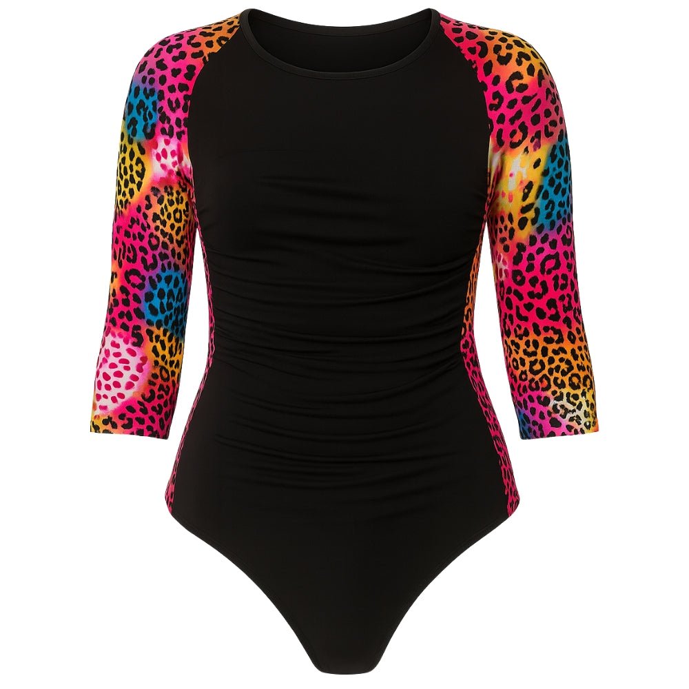 Colorful Spotted Sleeved Swimsuits - Bare Essentials