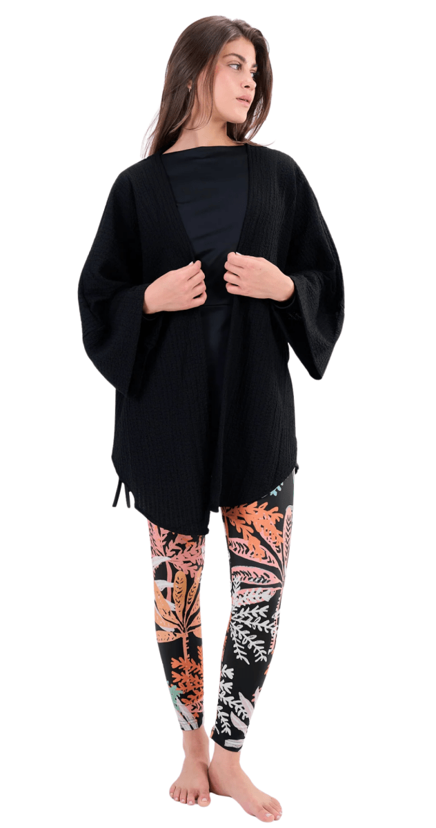 Crinckled Kimono (Black) - Bare Essentials