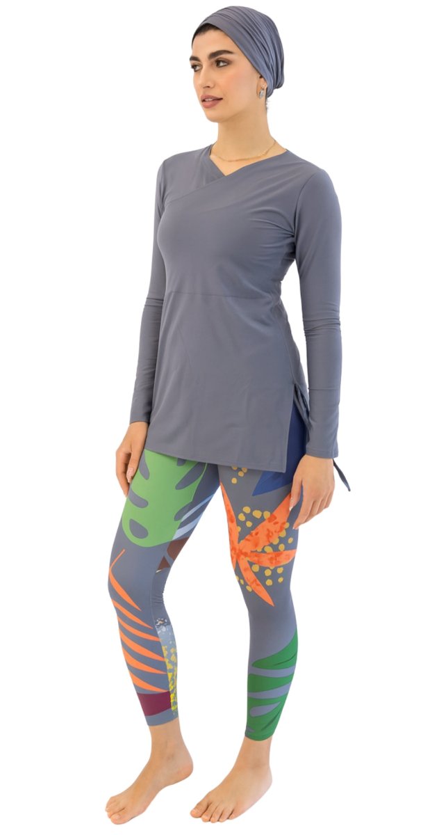 High quality grey burkini top quick dry modest swimwear Dubai