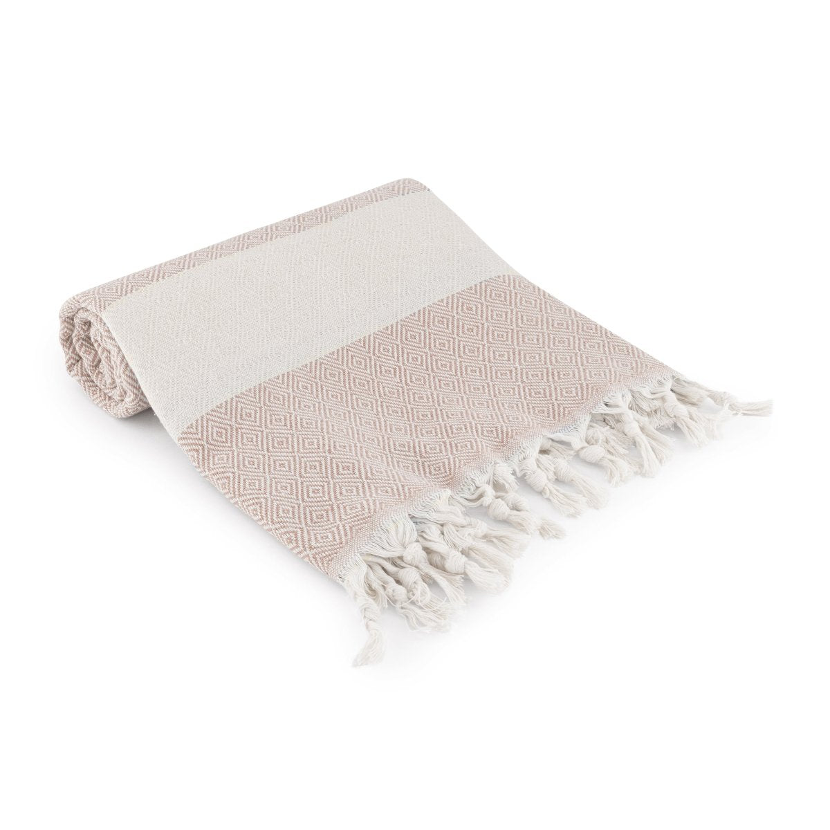 Diamond Beige Organic Turkish Beach Towel - Bare Essentials