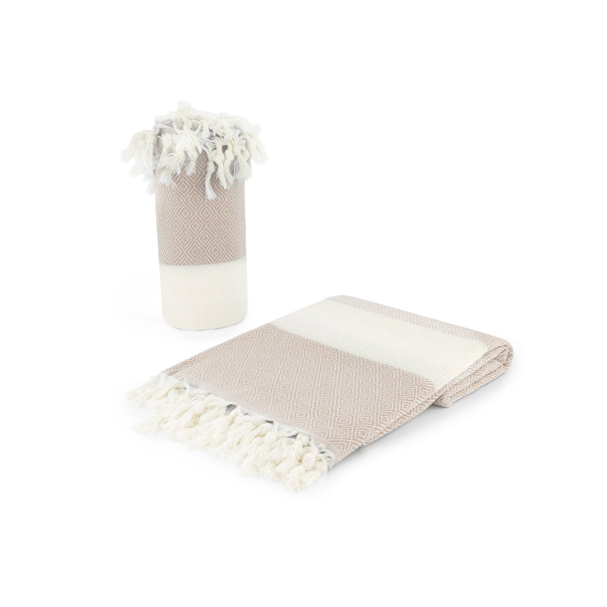 Diamond Beige Organic Turkish Beach Towel - Bare Essentials