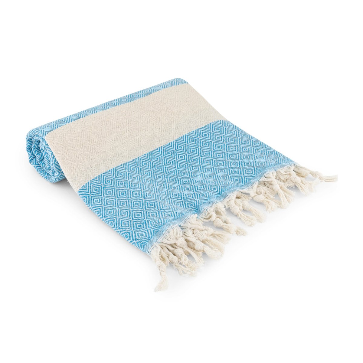 Diamond Blue Organic Turkish Beach Towel - Bare Essentials