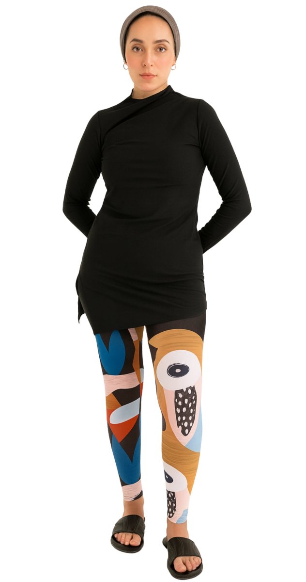 Mix and match drape swim top with leggings Bare Essentials