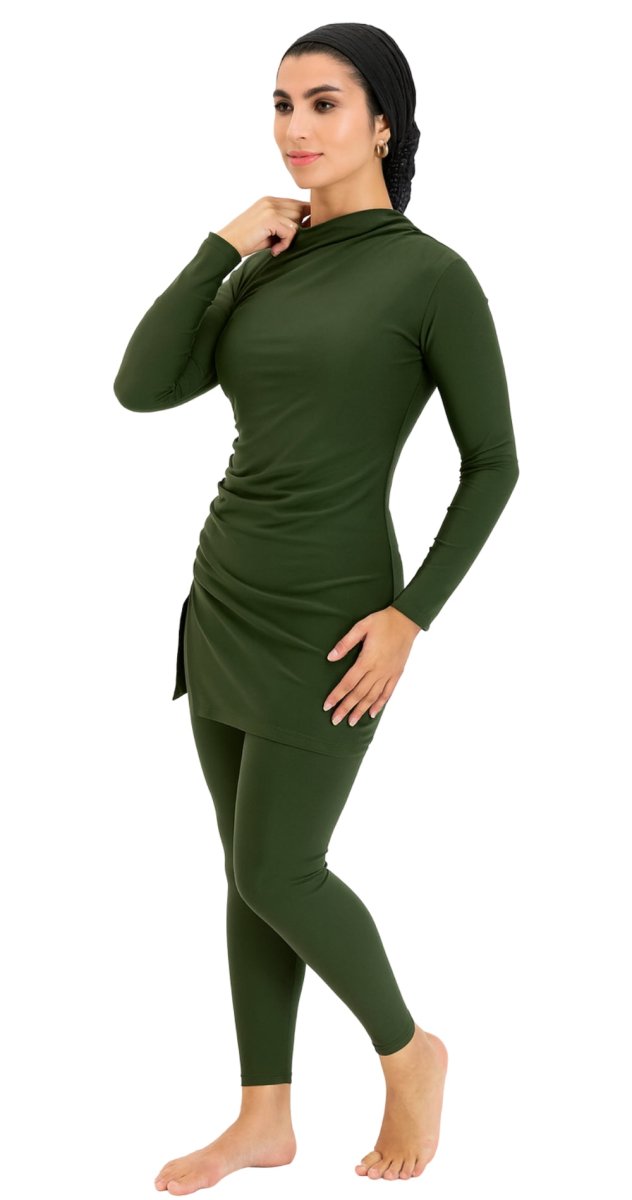 Mix and match drape swim top with leggings Bare Essentials