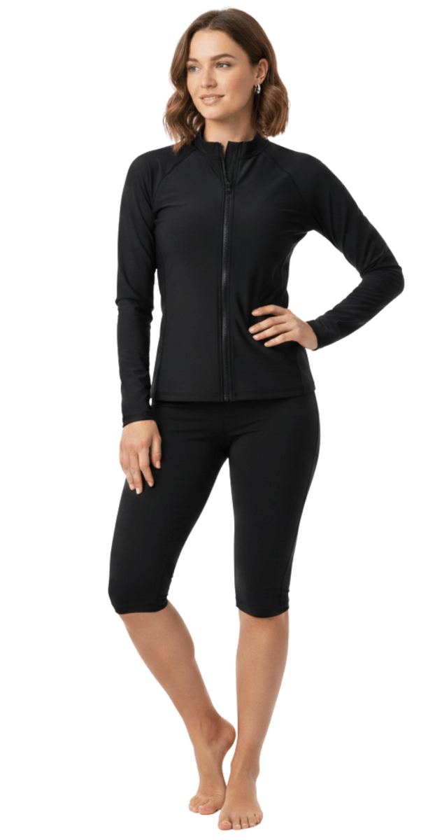 Long sleeve UPF50 rashguard with swim leggings Bare Essentials Dubai