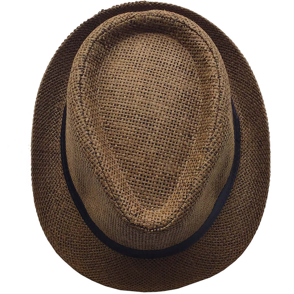 Fedora Style Straw Hat (Dark Brown) - Bare Essentials