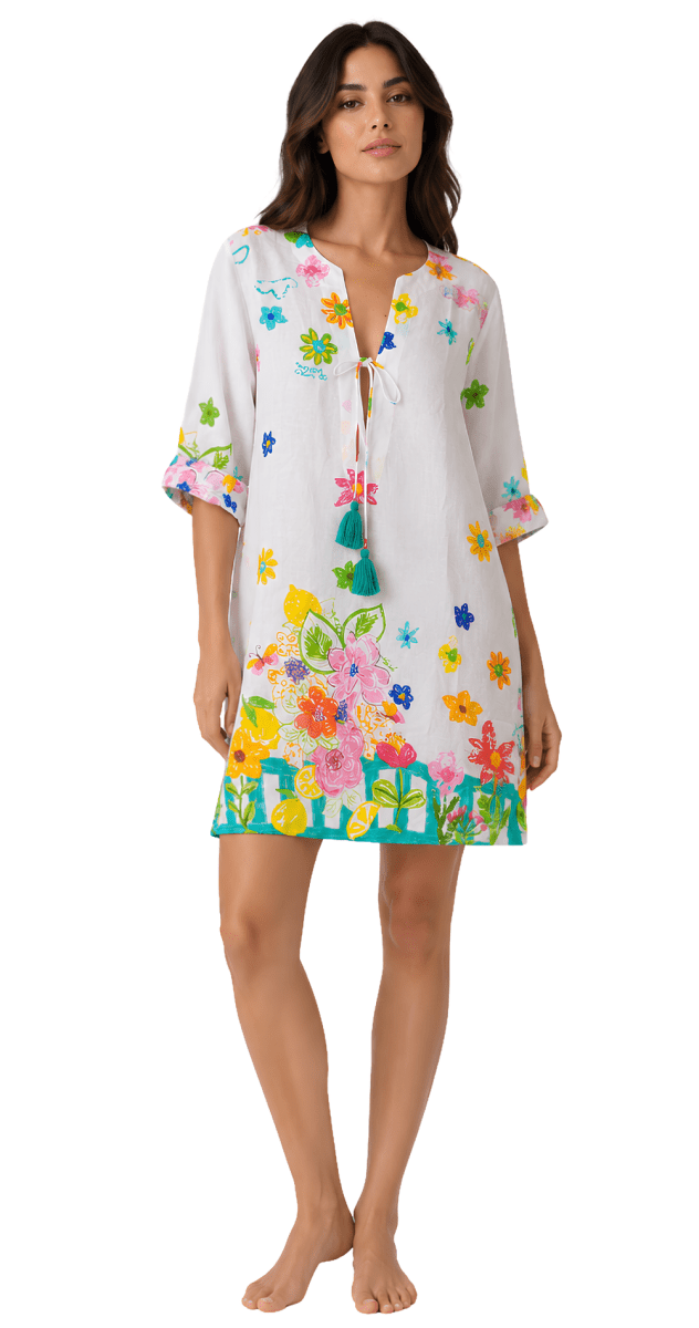 Giardino Floral Cotton Beach Kaftan - Bare Essentials