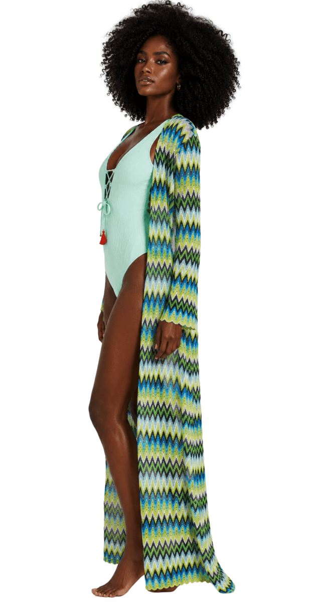Lagoon Breeze Long Beach Cover-Up Kimono - Bare Essentials