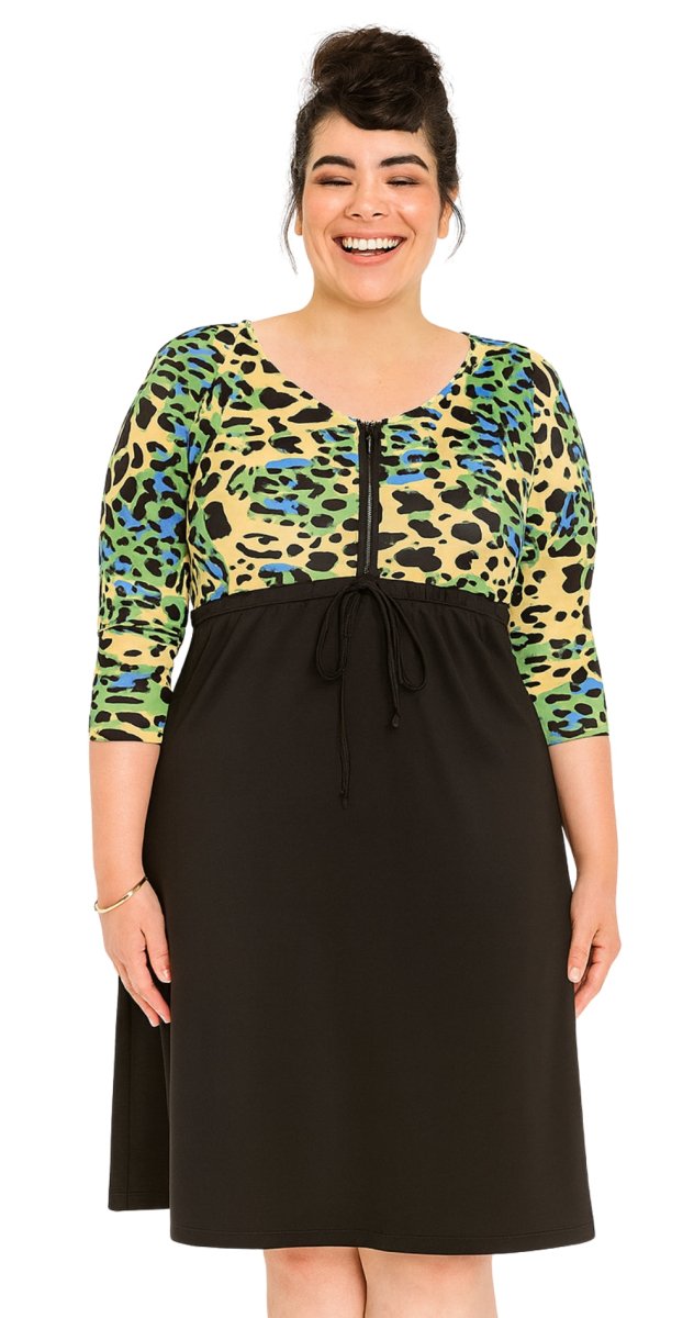 Leopard Print A - Line Swim Dress - Bare Essentials