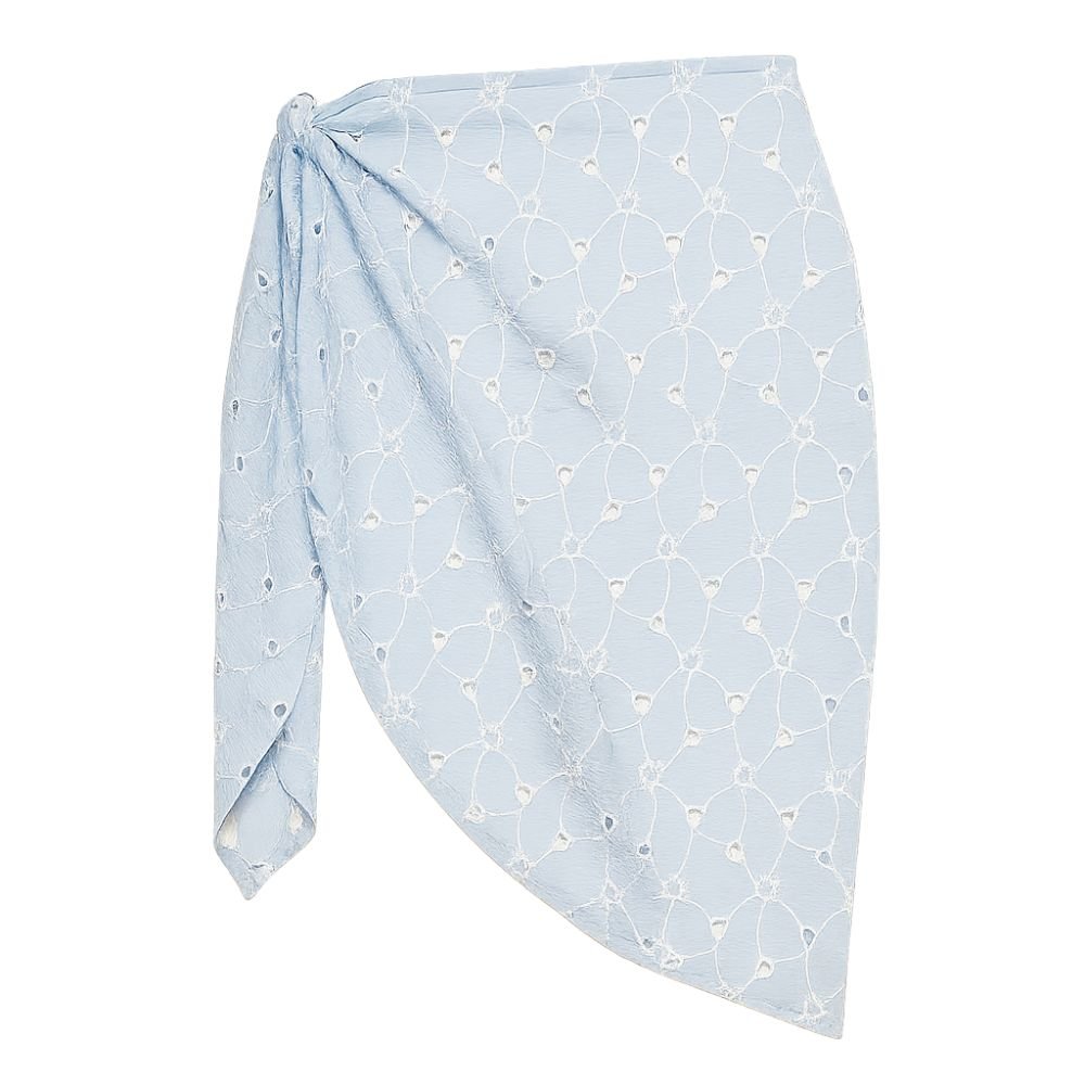 Light Blue Embroidered Sarong - Bare Essentials