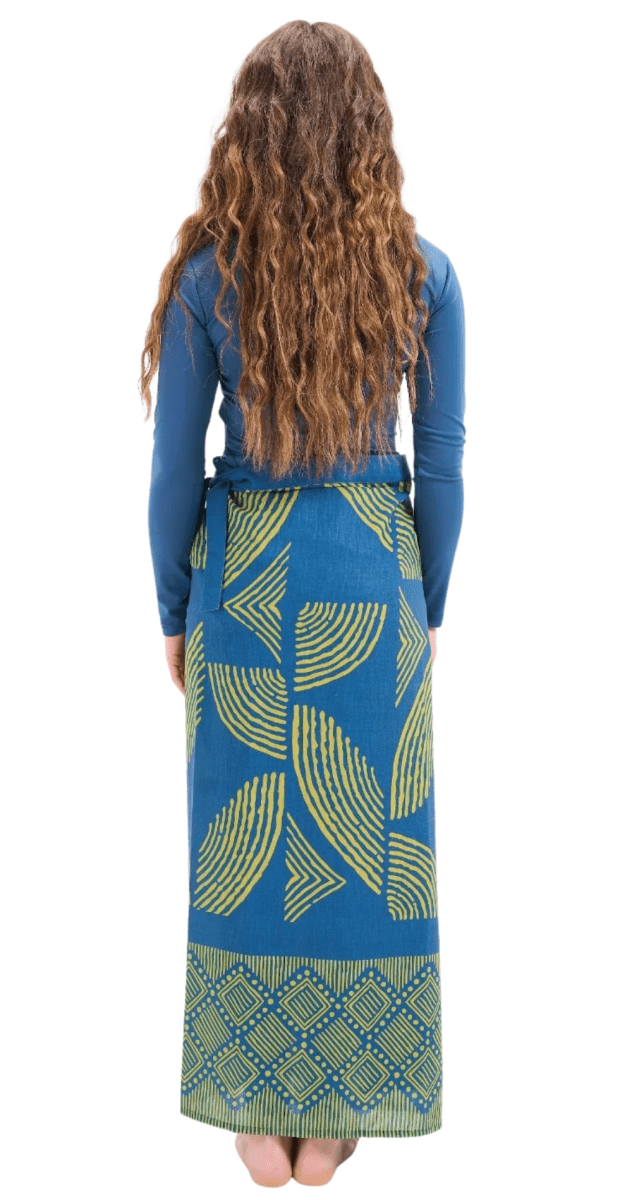 Lime Petals Linen Pareo (Blue) - Bare Essentials