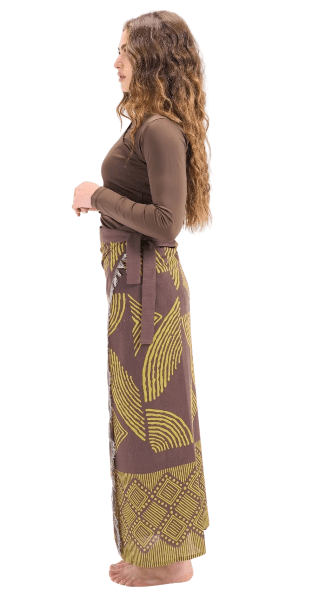 Lime Petals Linen Pareo (Brown) - Bare Essentials