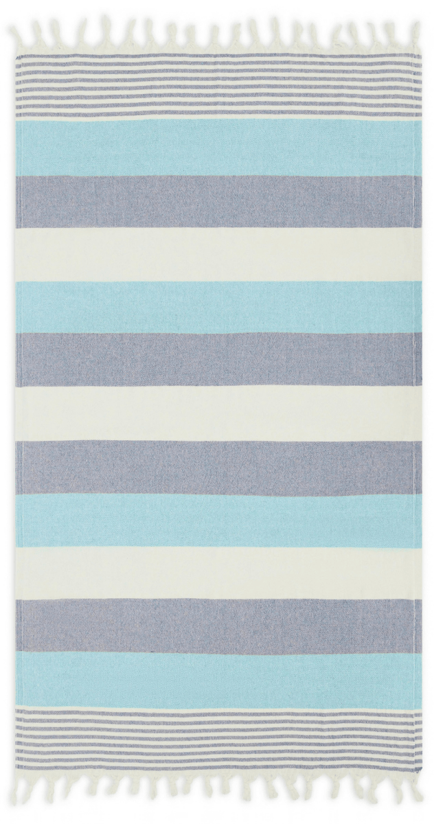 Linia Navy & Blue Organic Turkish Beach Towel - Bare Essentials