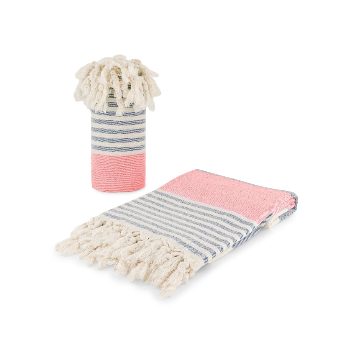Linia Navy & Red Organic Turkish Beach Towel - Bare Essentials