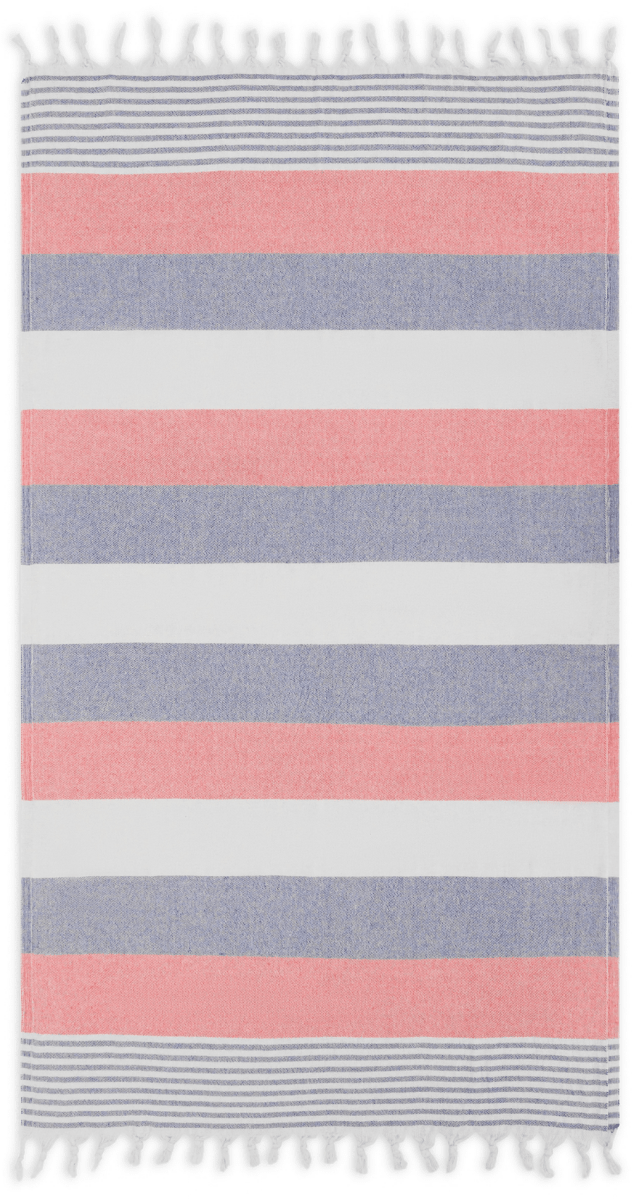 Linia Navy & Red Organic Turkish Beach Towel - Bare Essentials