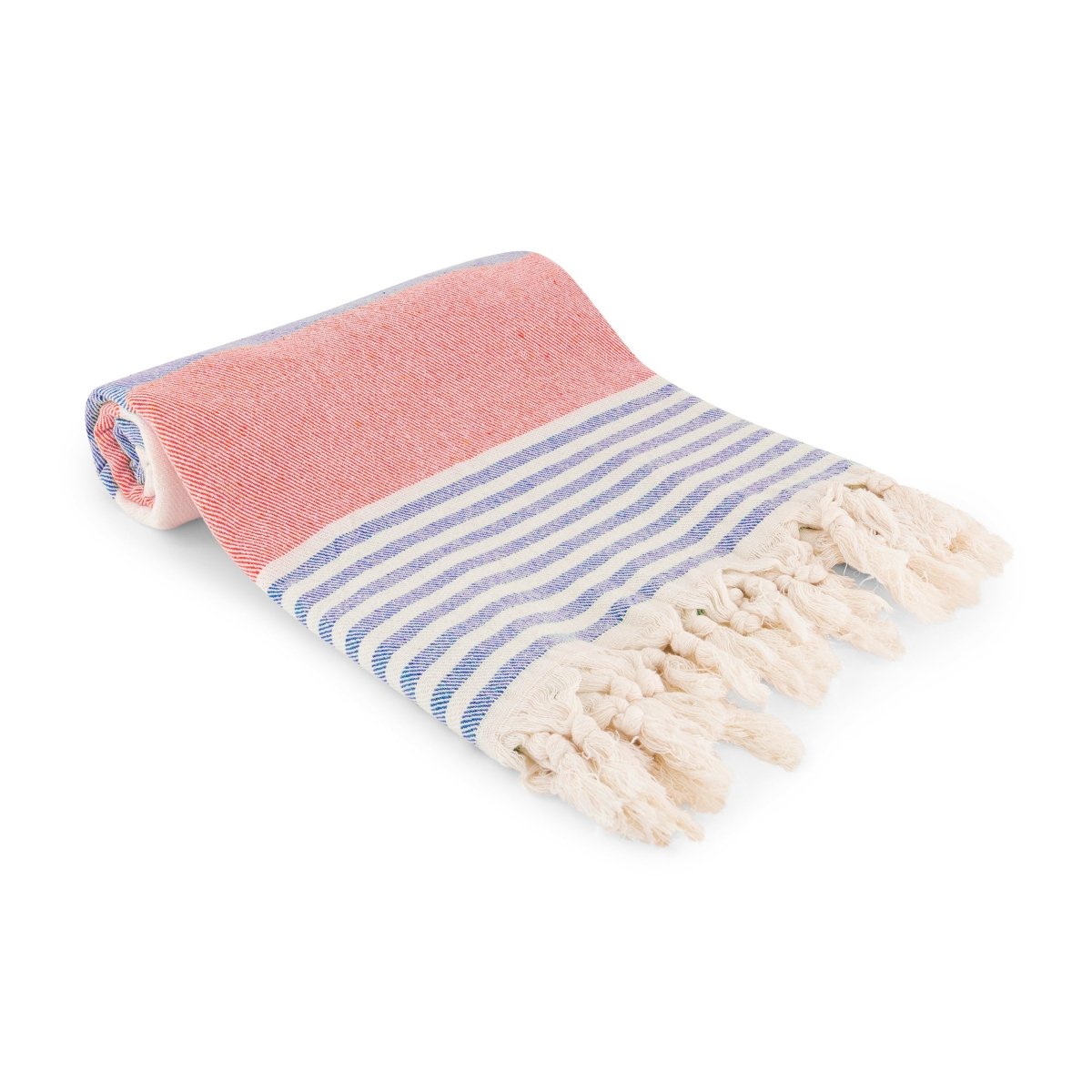 Linia Navy & Red Organic Turkish Beach Towel - Bare Essentials