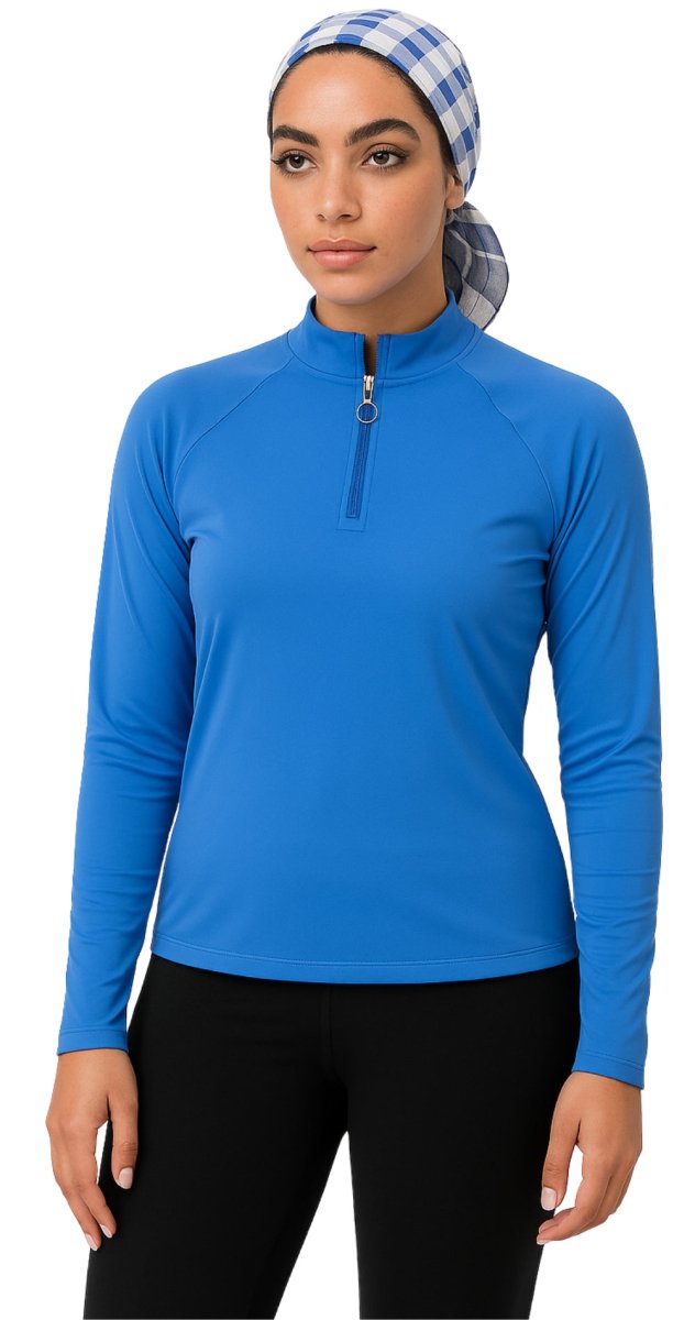 Modest blue rashguard hotel pool swimwear Bare Essentials Dubai