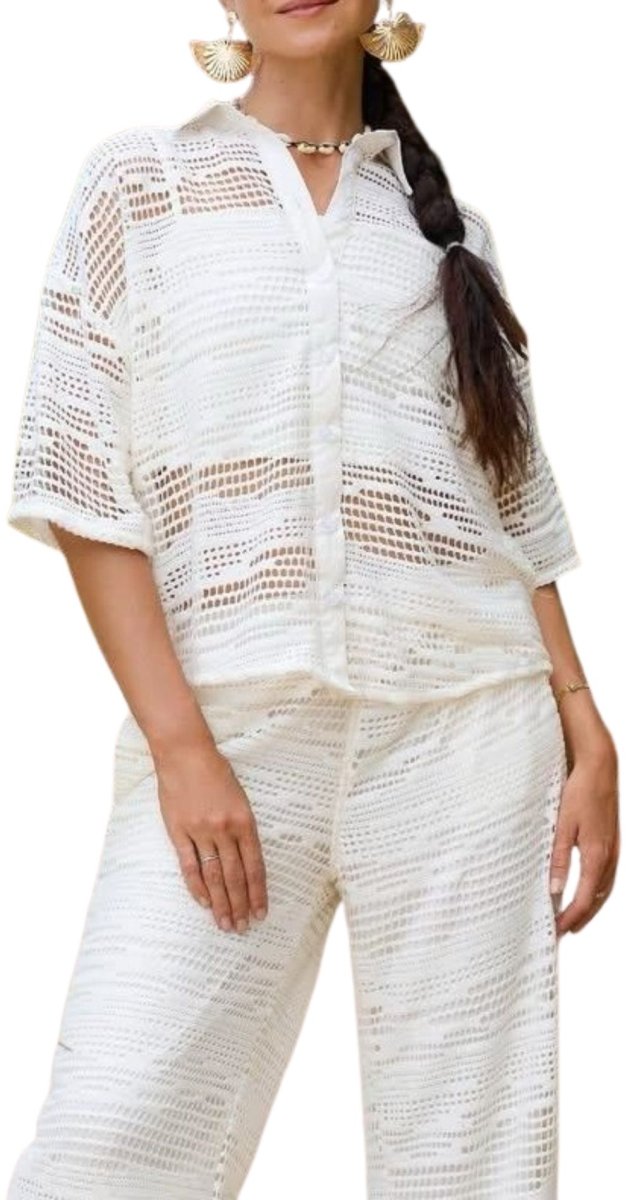 Off White Textured Two Piece Set - Bare Essentials