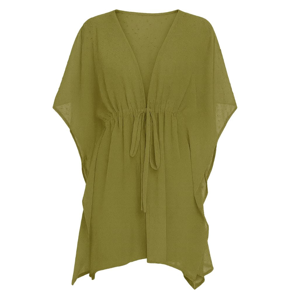 Olive Green Sheer Beach Cover Up - Bare Essentials