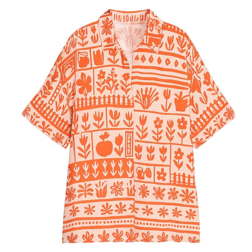 Orange Botanical Printed Shirt - Bare Essentials