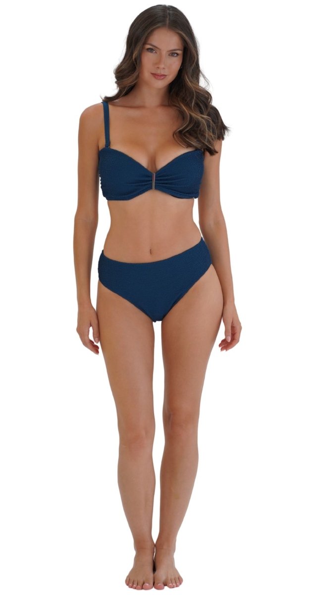 Retro Deco U/W Bandeau - DD/E cup & Midrise Pant - Ocean - Bare Essentials