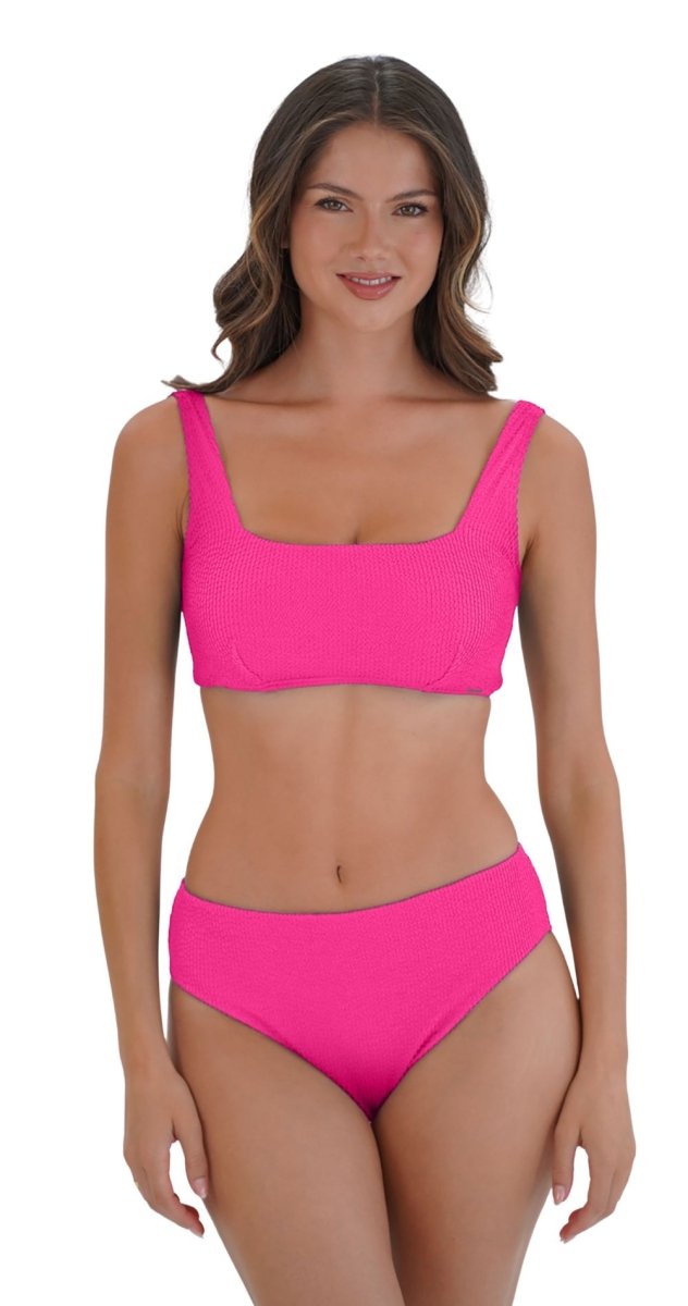 Retro Deco U/W Square Neck Top (F/G) & Mid - rise pant - Hot Pink - Bare Essentials