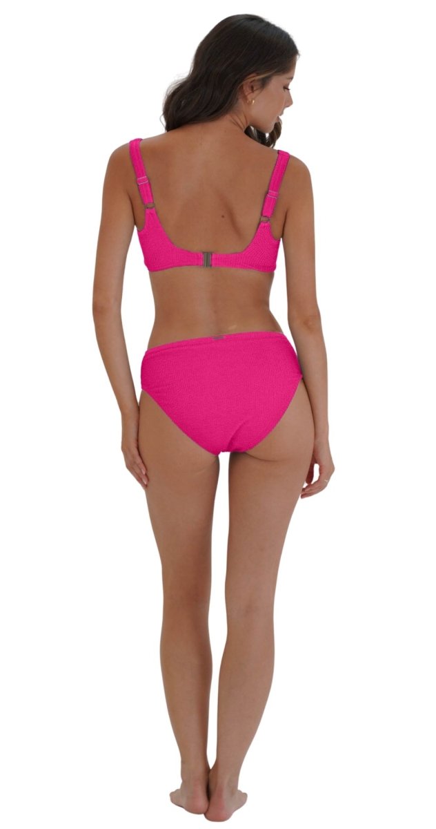 Retro Deco U/W Wrap Top (DD/E) & Mid Rise Pant - Hot Pink - Bare Essentials