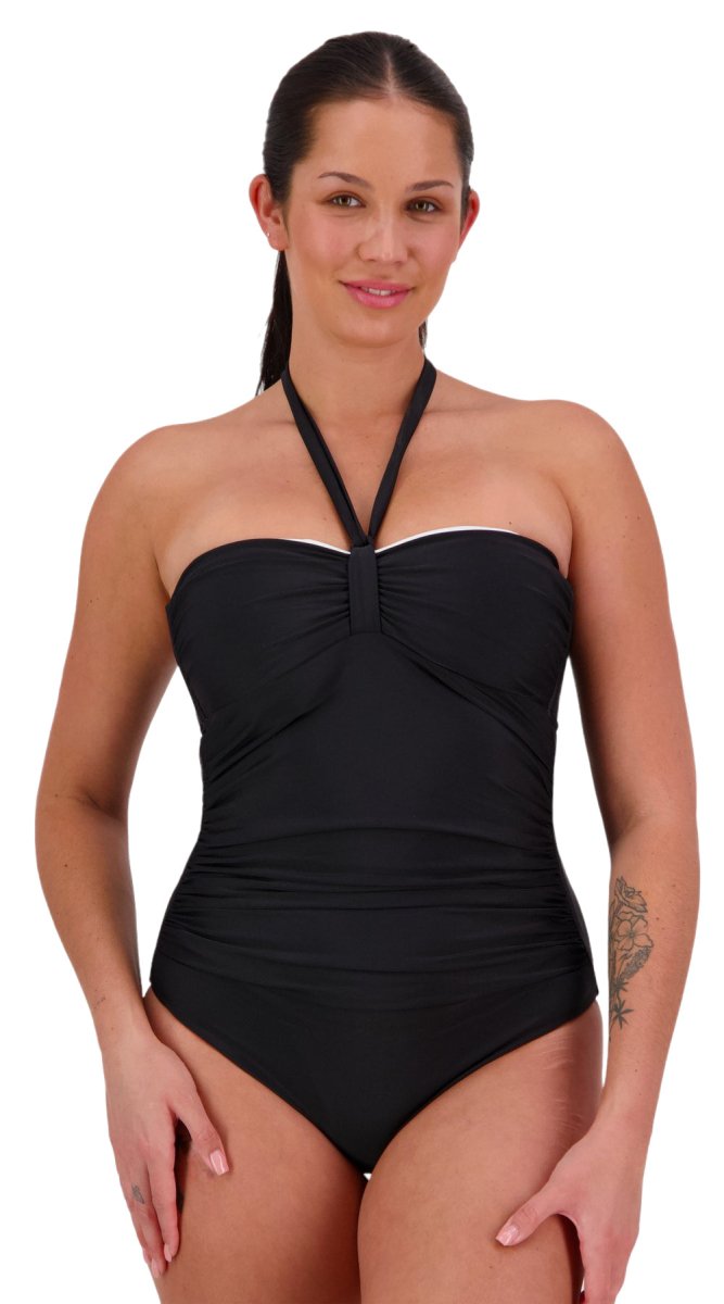 Reversible Ruched Bandeau Suit (Black/White) - Bare Essentials