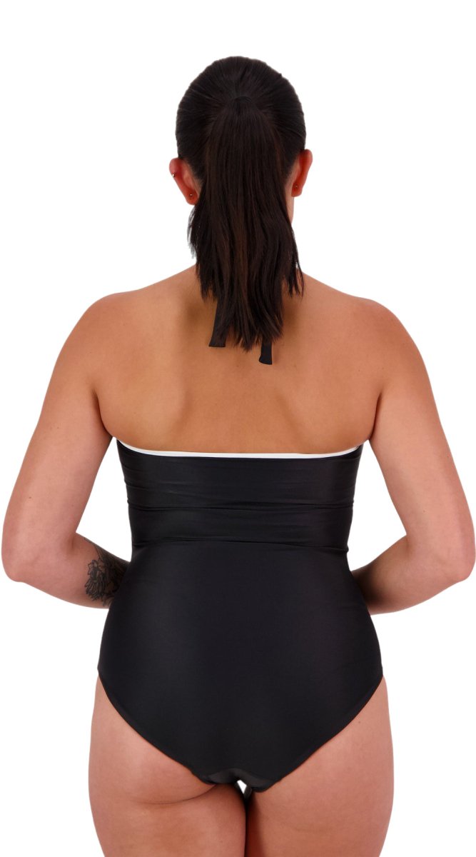 Reversible Ruched Bandeau Suit (Black/White) - Bare Essentials