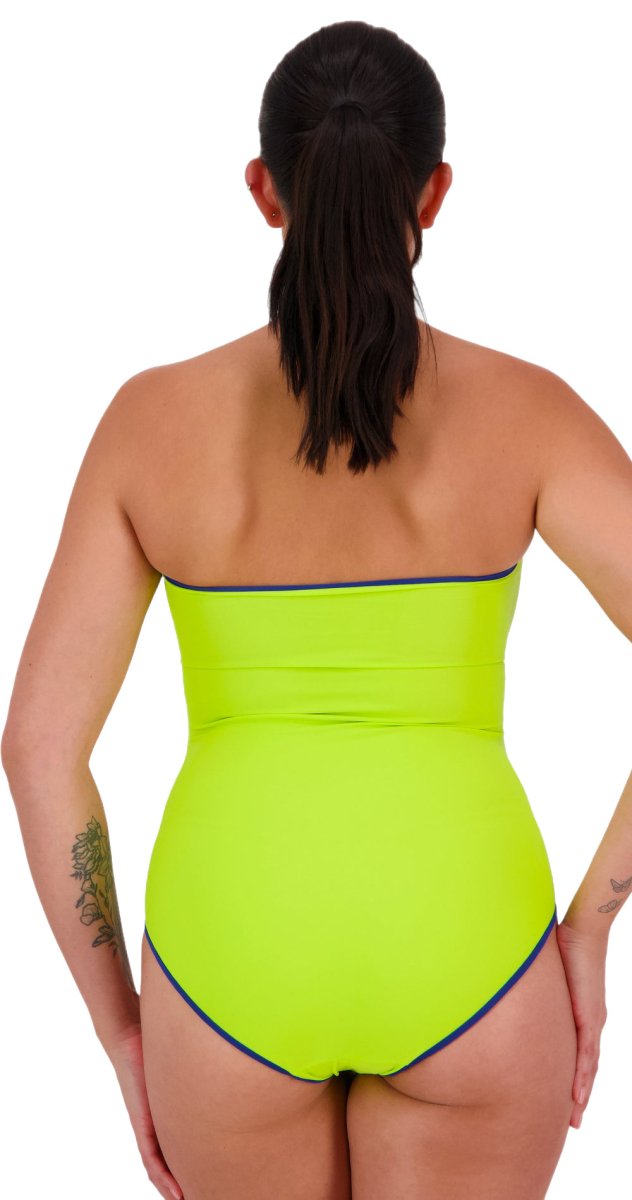 Reversible Ruched Bandeau Suit (Lime/Navy) - Bare Essentials