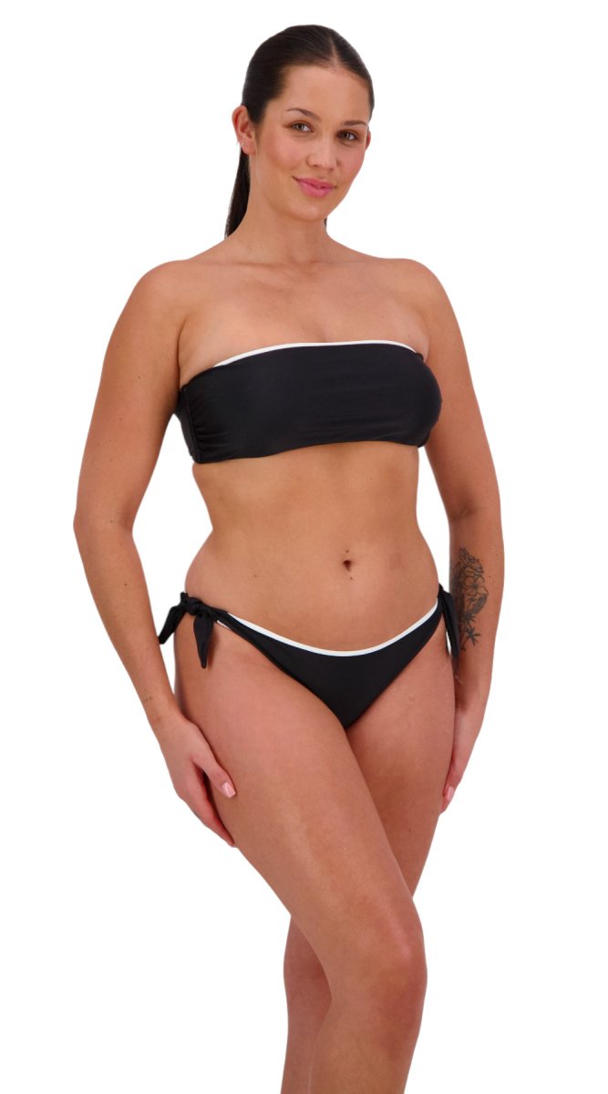 Reversible Twist Bandeau & Tie Side (Black/White) - Bare Essentials
