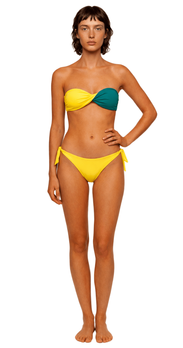 Reversible Twist Bandeau & Tie Side - Yellow/Teal - Bare Essentials