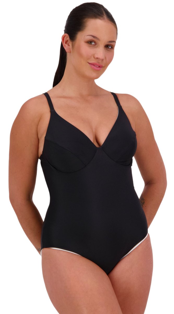 Reversible Underwired Suit (DD/E & F/G cup) - Black/White - Bare Essentials