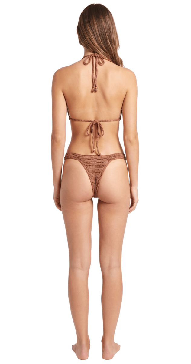 Solara Shell Crochet Brazilian Bikini Set - Cappucino - Bare Essentials