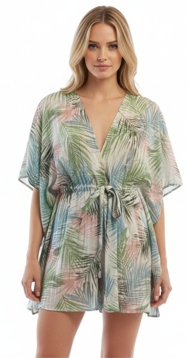 Tropical Leaf Print Beach Cover - Up - Bare Essentials
