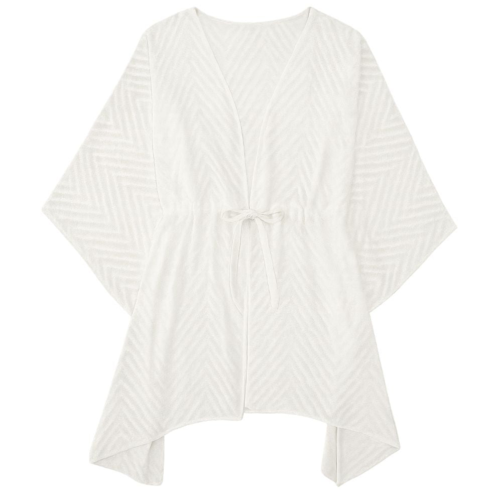 White Textured Chevron Beach Cover - Up - Bare Essentials