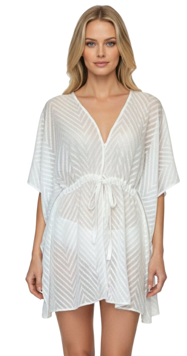 White Textured Chevron Beach Cover - Up - Bare Essentials