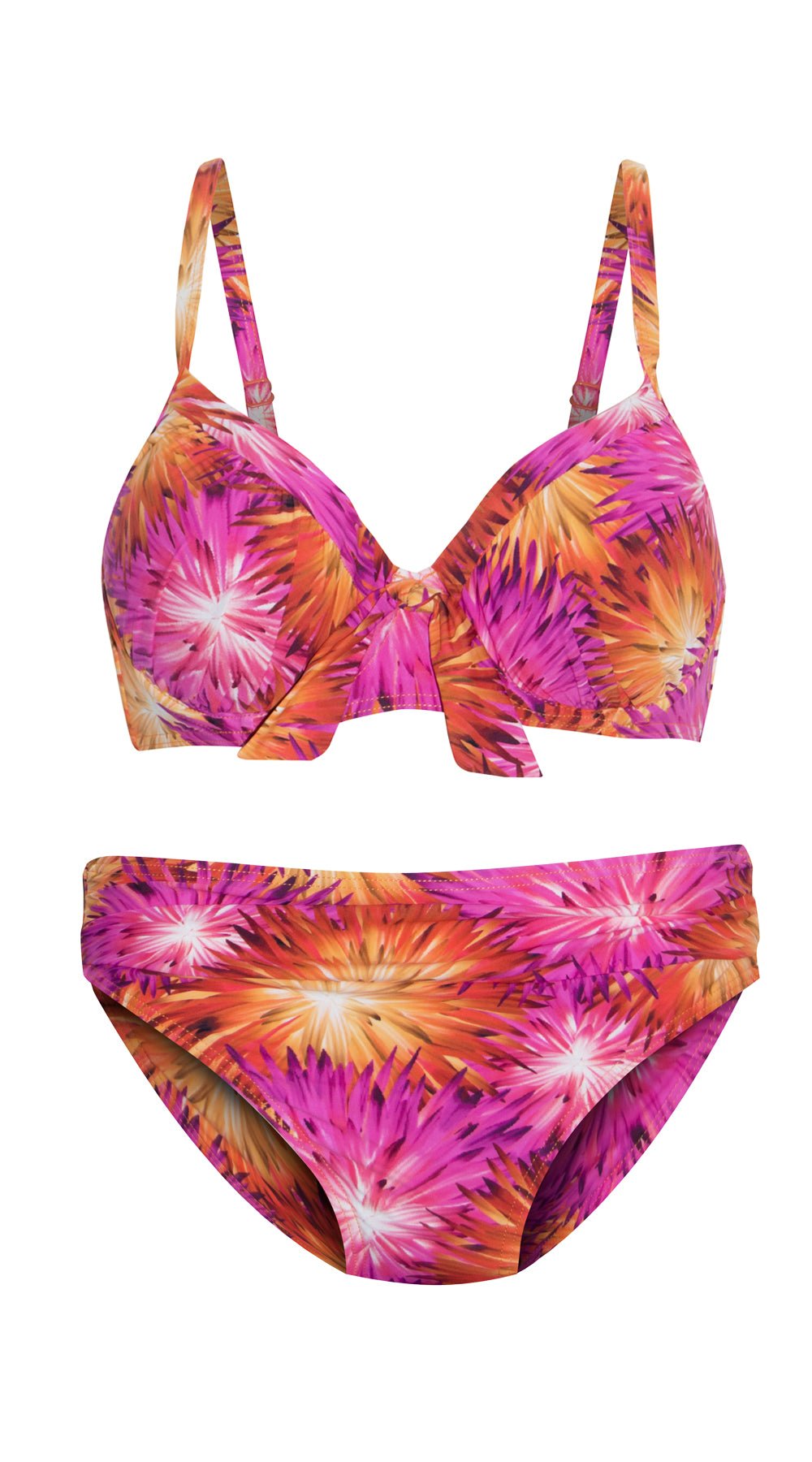 Chrysanthemum Ruched Dual Cup U/W (B/C, D/DD cup) & Ruched Front Pant (Orange) - Bare Essentials