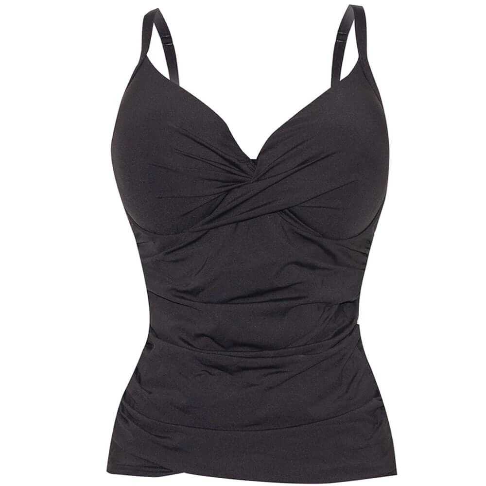 Contours Wrap Dual Cup U/W Tankini (Cocoa) - Bare Essentials