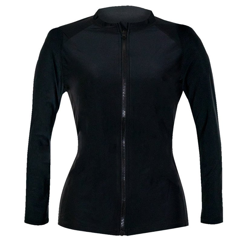 Essentials Women's UV Zip Front Rashguard (Black) - Bare Essentials
Rashie Rash guard
