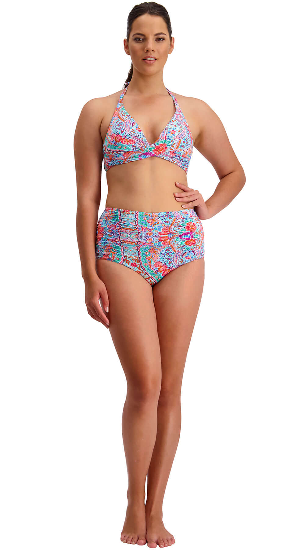 Fancy Palace Wrap Tri Top & Side Ruched Pant (White) - Bare Essentials